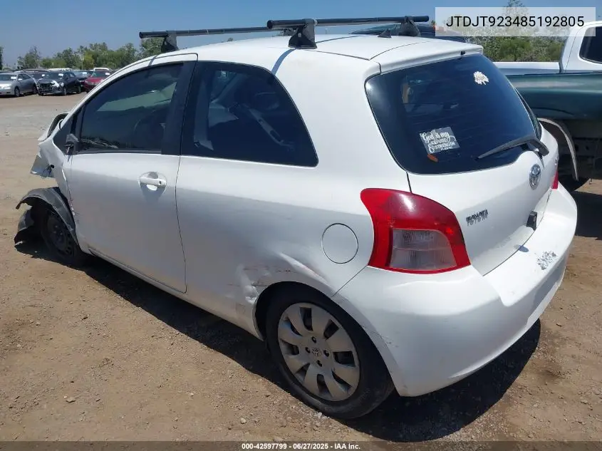 2008 Toyota Yaris VIN: JTDJT923485192805 Lot: 42597799