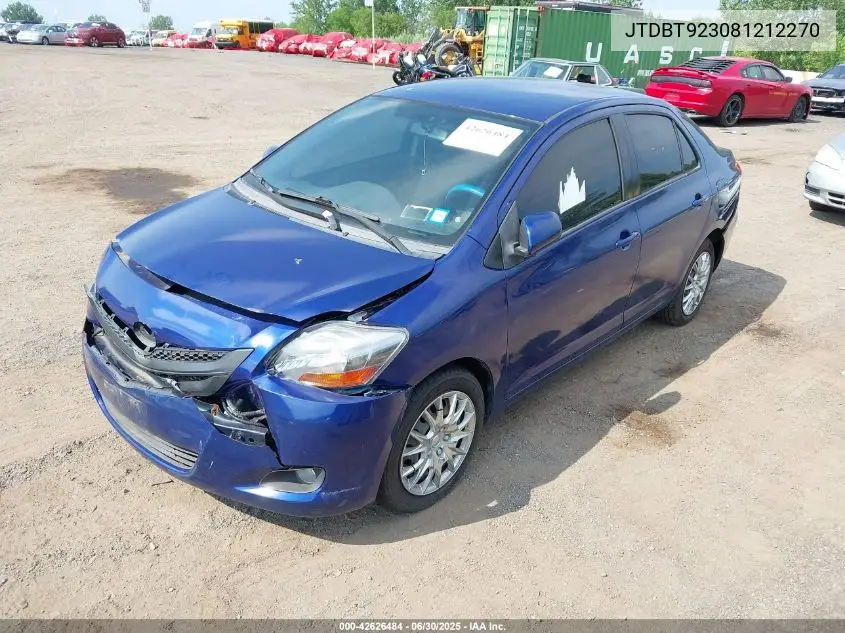 2008 Toyota Yaris VIN: JTDBT923081212270 Lot: 42626484