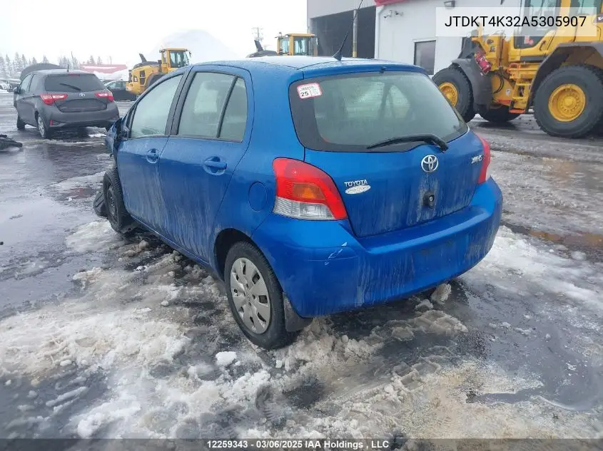 2010 Toyota Yaris VIN: JTDKT4K32A5305907 Lot: 12259343