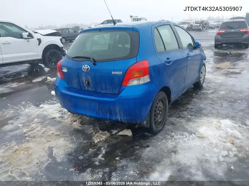2010 Toyota Yaris VIN: JTDKT4K32A5305907 Lot: 12259343