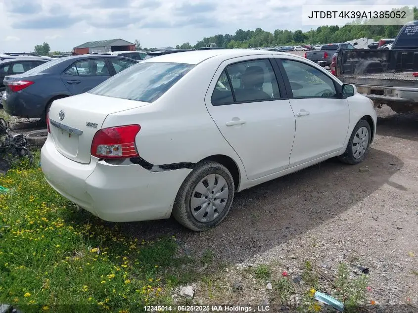 2010 Toyota Yaris VIN: JTDBT4K39A1385052 Lot: 12345014