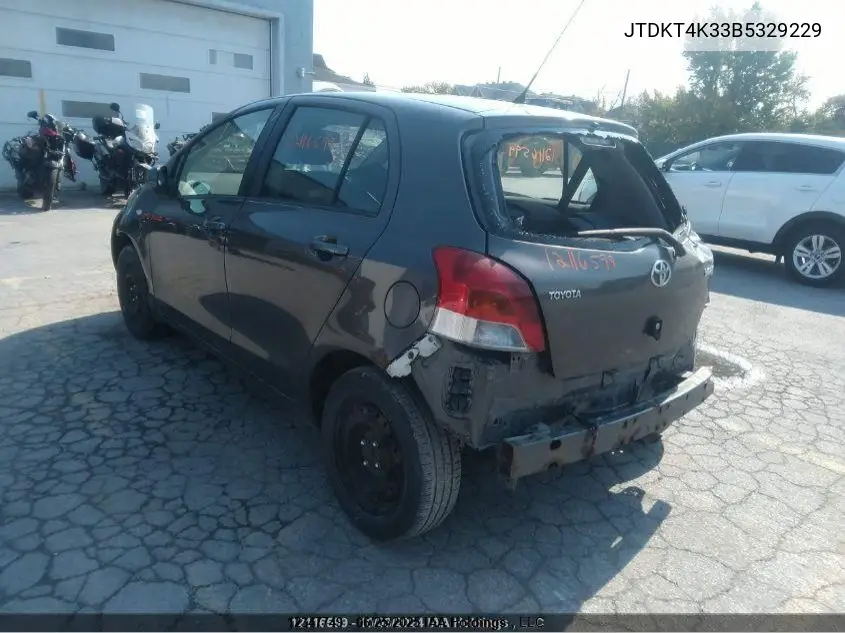 2011 Toyota Yaris VIN: JTDKT4K33B5329229 Lot: 12347749