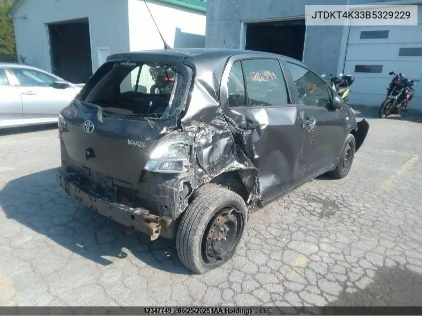2011 Toyota Yaris VIN: JTDKT4K33B5329229 Lot: 12347749