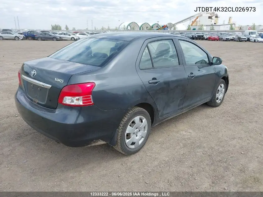 2012 Toyota Yaris VIN: JTDBT4K32CL026973 Lot: 12333222
