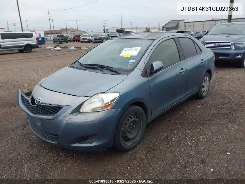 2012 Toyota Yaris Base (A4) VIN: JTDBT4K31CL029363 Lot: 41895516