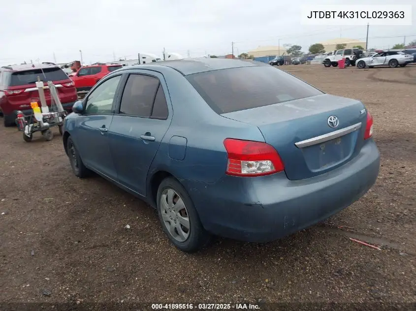 2012 Toyota Yaris Base (A4) VIN: JTDBT4K31CL029363 Lot: 41895516