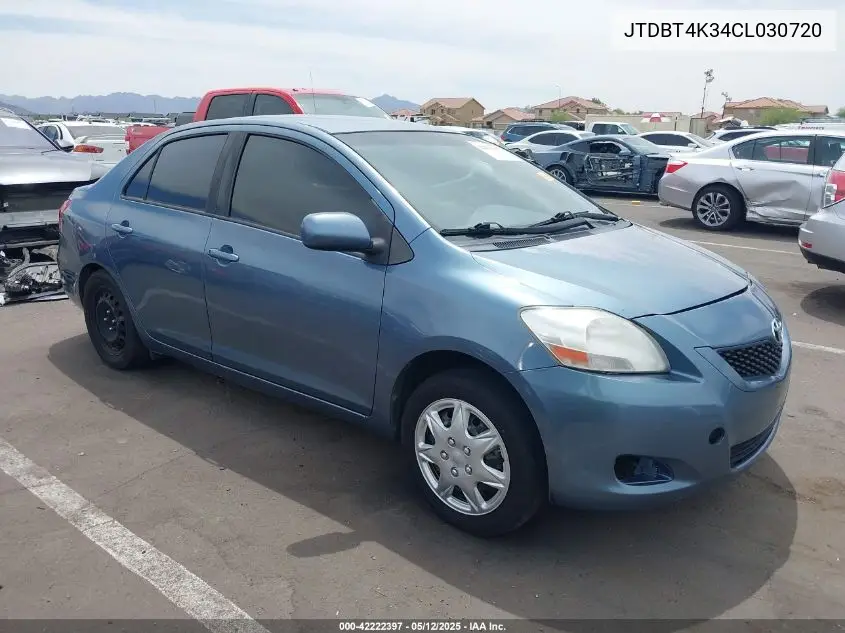 2012 Toyota Yaris VIN: JTDBT4K34CL030720 Lot: 42222397