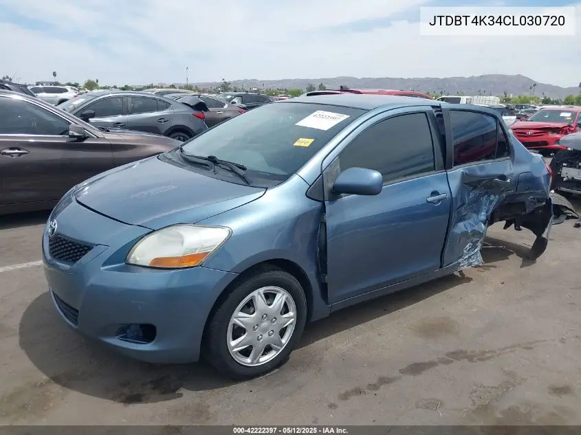 2012 Toyota Yaris VIN: JTDBT4K34CL030720 Lot: 42222397