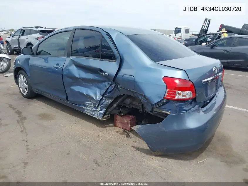 2012 Toyota Yaris VIN: JTDBT4K34CL030720 Lot: 42222397