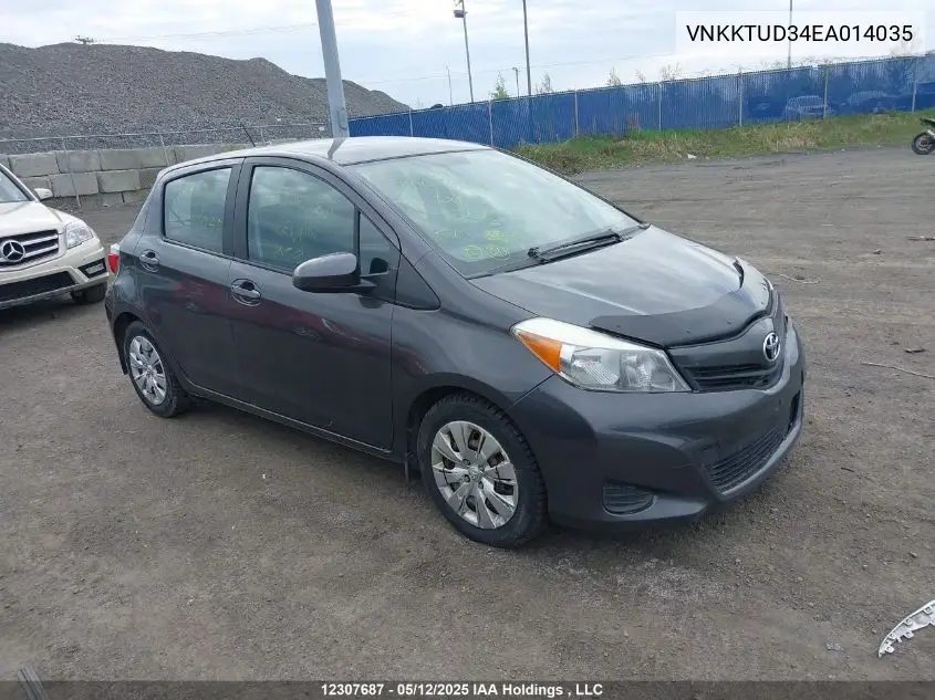 2014 Toyota Yaris Le VIN: VNKKTUD34EA014035 Lot: 12307687X