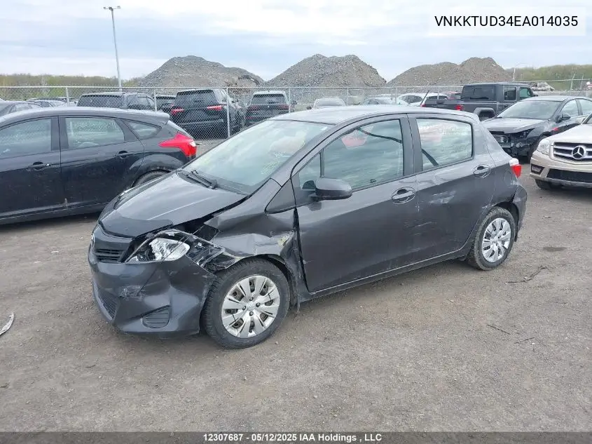 2014 Toyota Yaris Le VIN: VNKKTUD34EA014035 Lot: 12307687X