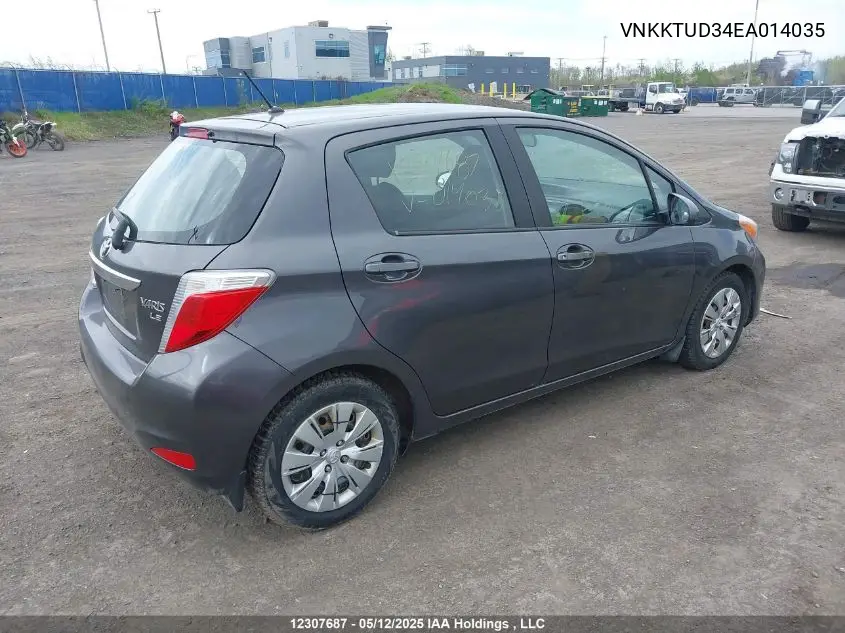 2014 Toyota Yaris Le VIN: VNKKTUD34EA014035 Lot: 12307687X