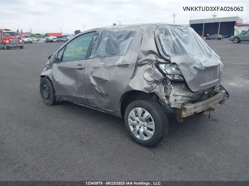 2015 Toyota Yaris Le VIN: VNKKTUD3XFA026062 Lot: 12343979