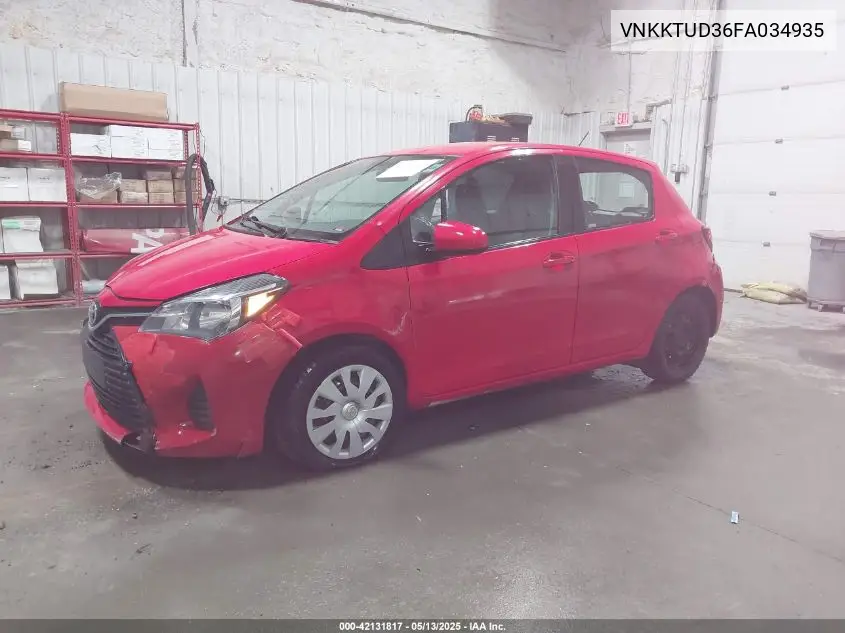 2015 Toyota Yaris L VIN: VNKKTUD36FA034935 Lot: 42131817