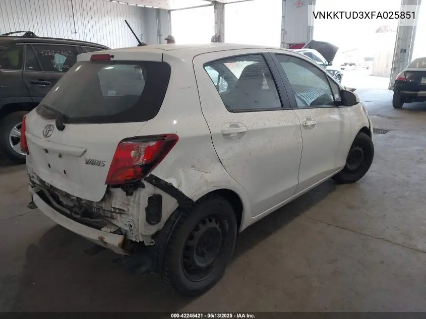 2015 Toyota Yaris L VIN: VNKKTUD3XFA025851 Lot: 42245421
