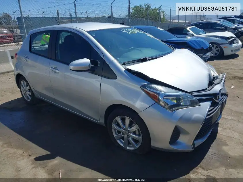 2016 Toyota Yaris Le VIN: VNKKTUD36GA061781 Lot: 42630237