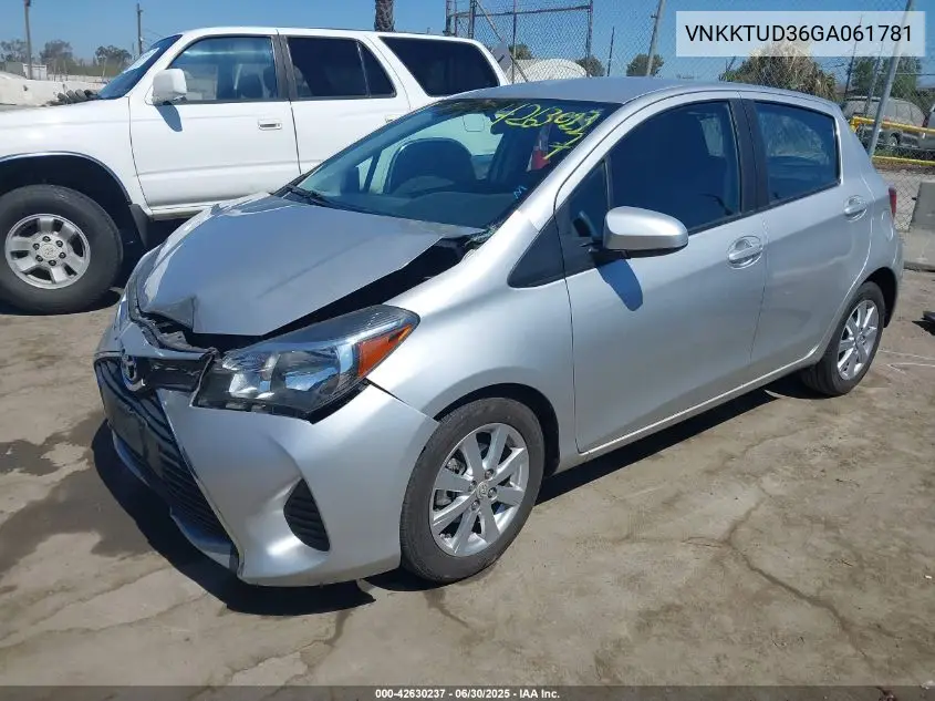 2016 Toyota Yaris Le VIN: VNKKTUD36GA061781 Lot: 42630237
