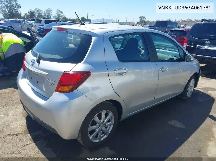 2016 Toyota Yaris Le VIN: VNKKTUD36GA061781 Lot: 42630237