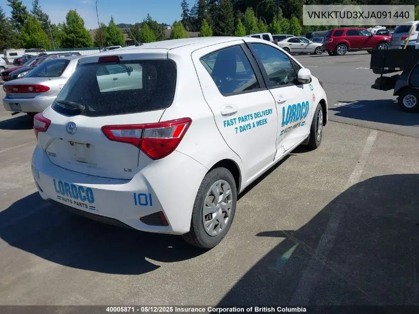 2018 Toyota Yaris VIN: VNKKTUD3XJA091440 Lot: 40005871