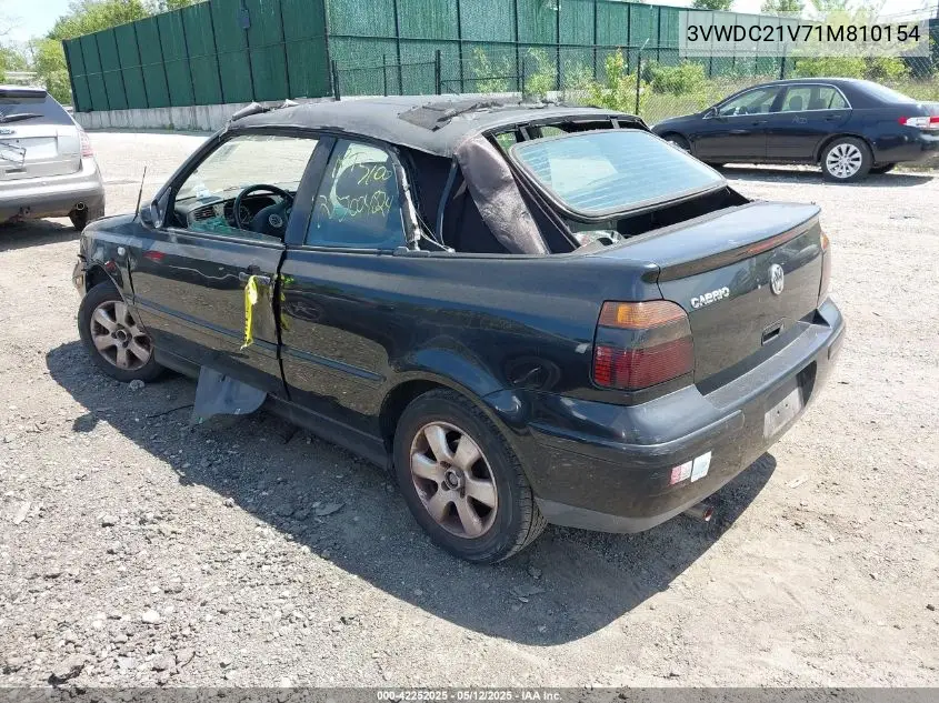 2001 Volkswagen Cabrio Glx VIN: 3VWDC21V71M810154 Lot: 42252025