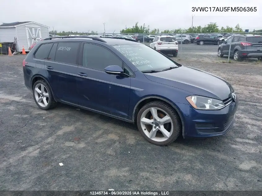 2015 Volkswagen Golf Sportwagon 1.8 Tsi Comfortline/1.8 Tsi Highline/1.8 Tsi Trendline VIN: 3VWC17AU5FM506365 Lot: 12345734