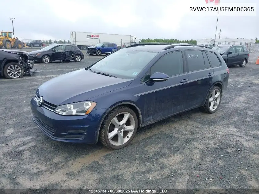 2015 Volkswagen Golf Sportwagon 1.8 Tsi Comfortline/1.8 Tsi Highline/1.8 Tsi Trendline VIN: 3VWC17AU5FM506365 Lot: 12345734
