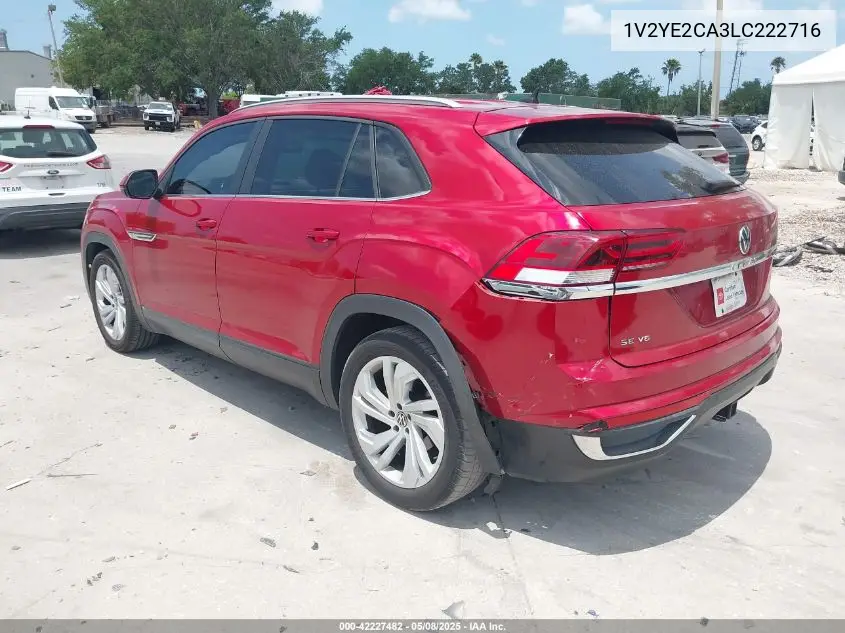 2020 Volkswagen Atlas Cross Sport 3.6L V6 Se W/Technology/3.6L V6 Se W/Technology R-Line VIN: 1V2YE2CA3LC222716 Lot: 42227482