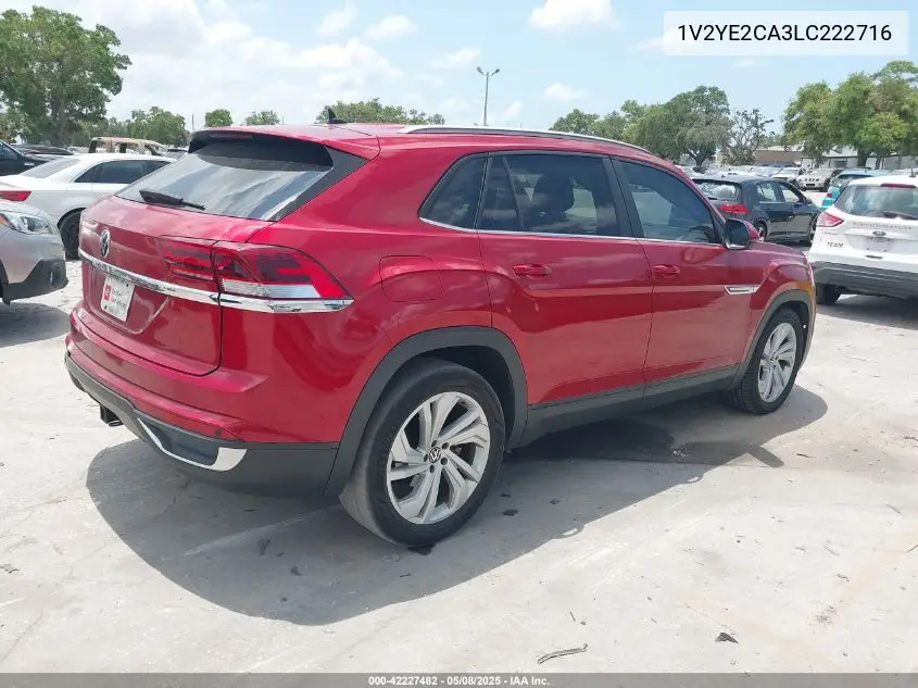 2020 Volkswagen Atlas Cross Sport 3.6L V6 Se W/Technology/3.6L V6 Se W/Technology R-Line VIN: 1V2YE2CA3LC222716 Lot: 42227482