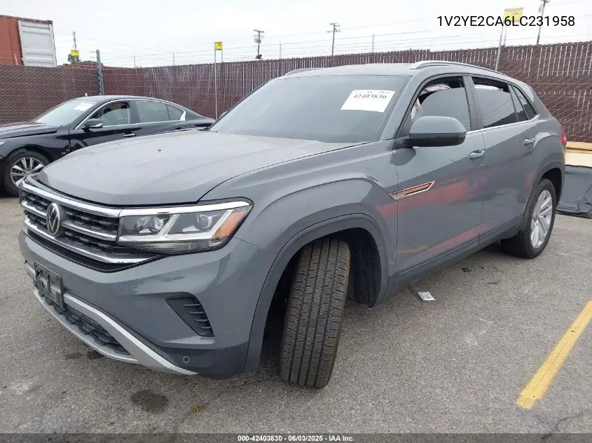 2020 Volkswagen Atlas Cross Sport 3.6L V6 Se W/Technology/3.6L V6 Se W/Technology R-Line VIN: 1V2YE2CA6LC231958 Lot: 42403830