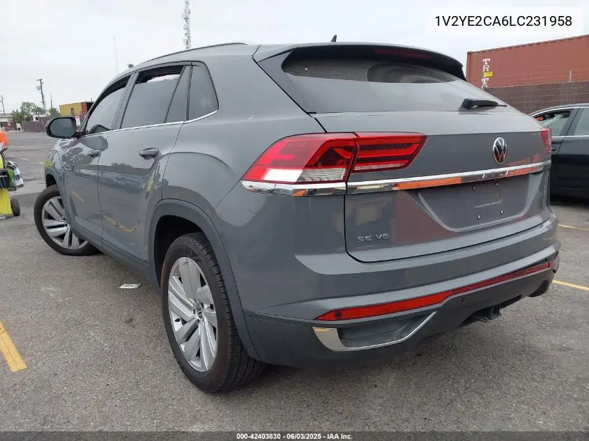 2020 Volkswagen Atlas Cross Sport 3.6L V6 Se W/Technology/3.6L V6 Se W/Technology R-Line VIN: 1V2YE2CA6LC231958 Lot: 42403830