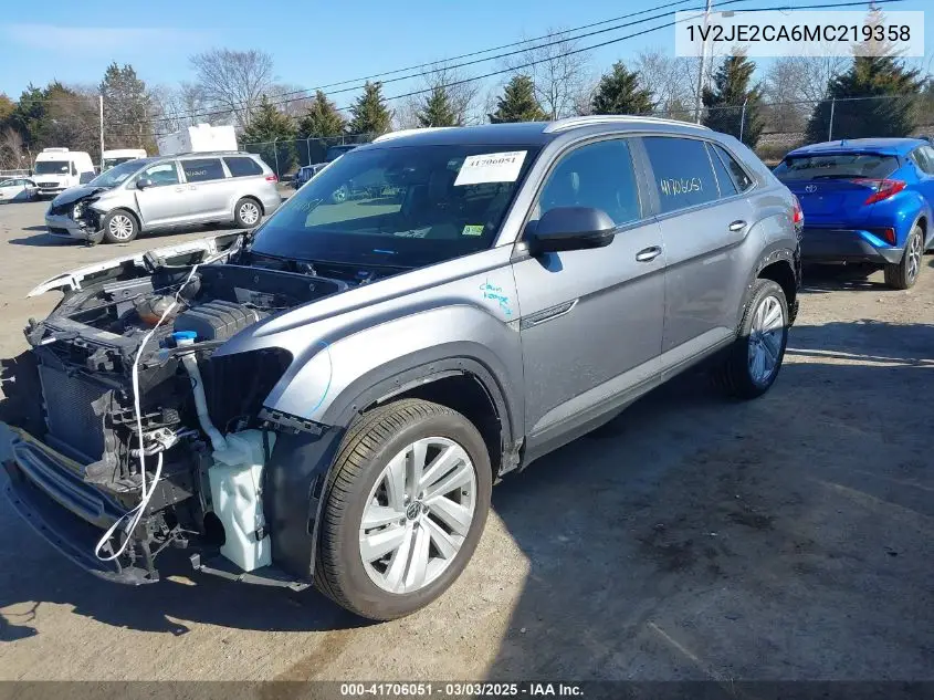 2021 Volkswagen Atlas Cross Sport 3.6L V6 Se W/Technology VIN: 1V2JE2CA6MC219358 Lot: 41706051