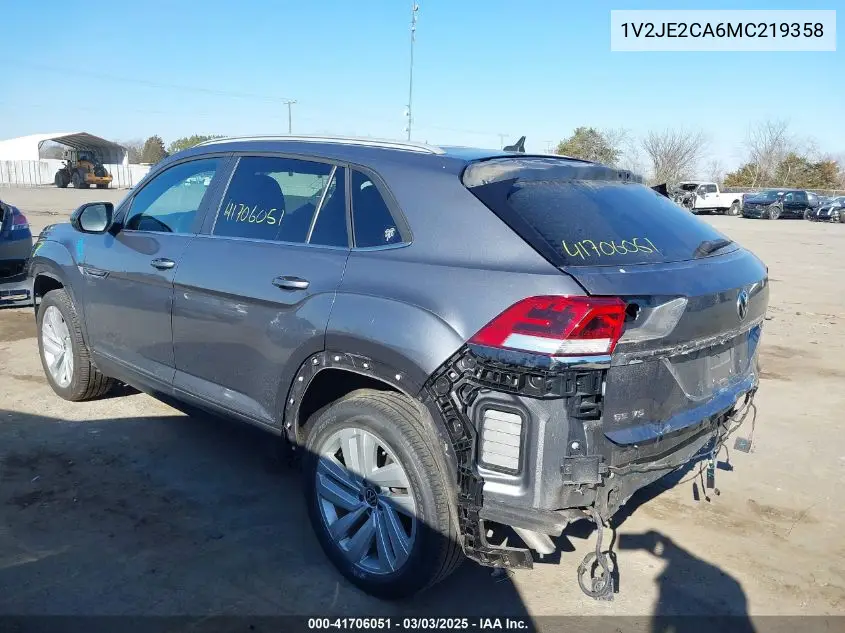 2021 Volkswagen Atlas Cross Sport 3.6L V6 Se W/Technology VIN: 1V2JE2CA6MC219358 Lot: 41706051