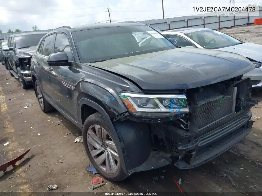 2021 Volkswagen Atlas Cross Sport 3.6L V6 Se W/Technology VIN: 1V2JE2CA7MC204478 Lot: 41942167