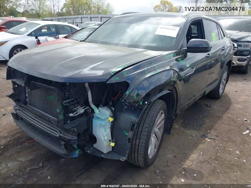 2021 Volkswagen Atlas Cross Sport 3.6L V6 Se W/Technology VIN: 1V2JE2CA7MC204478 Lot: 41942167