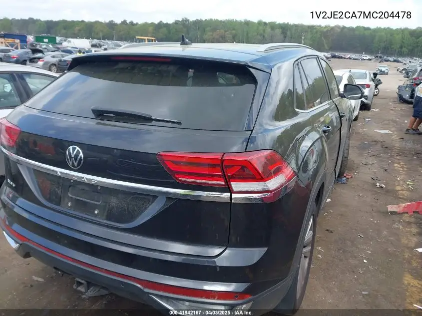 2021 Volkswagen Atlas Cross Sport 3.6L V6 Se W/Technology VIN: 1V2JE2CA7MC204478 Lot: 41942167