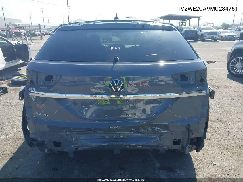 2021 Volkswagen Atlas Cross Sport 3.6L V6 Se W/Technology VIN: 1V2WE2CA9MC234751 Lot: 41979424