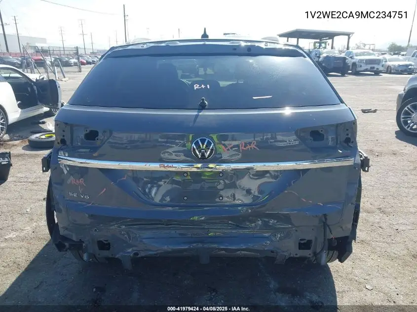 2021 Volkswagen Atlas Cross Sport 3.6L V6 Se W/Technology VIN: 1V2WE2CA9MC234751 Lot: 41979424
