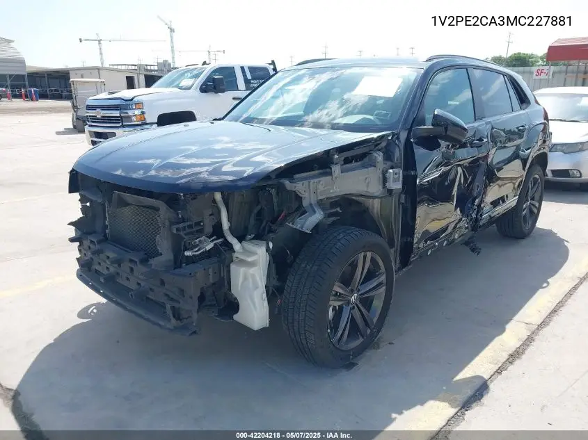 2021 Volkswagen Atlas Cross Sport 3.6L V6 Se W/Technology R-Line VIN: 1V2PE2CA3MC227881 Lot: 42204218