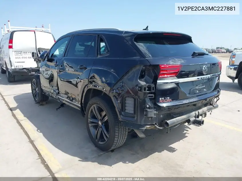 2021 Volkswagen Atlas Cross Sport 3.6L V6 Se W/Technology R-Line VIN: 1V2PE2CA3MC227881 Lot: 42204218