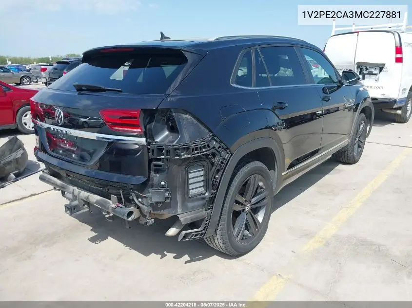 2021 Volkswagen Atlas Cross Sport 3.6L V6 Se W/Technology R-Line VIN: 1V2PE2CA3MC227881 Lot: 42204218
