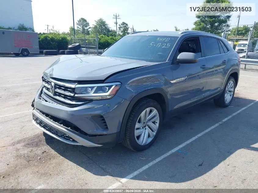2021 Volkswagen Atlas Cross Sport 3.6L V6 Se W/Technology VIN: 1V2JE2CA5MC231503 Lot: 42439557
