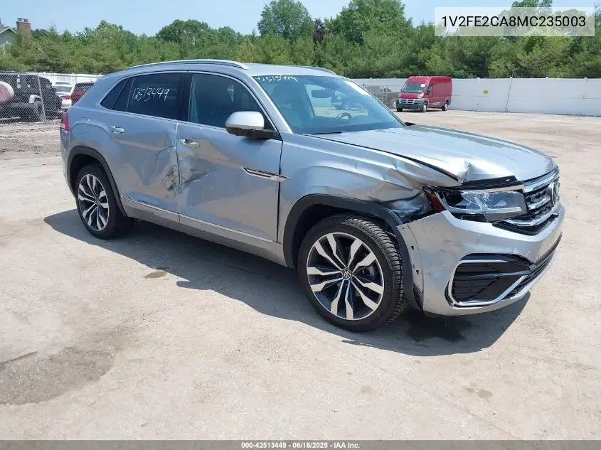 2021 Volkswagen Atlas Cross Sport 3.6L V6 Sel Premium R-Line VIN: 1V2FE2CA8MC235003 Lot: 42513449