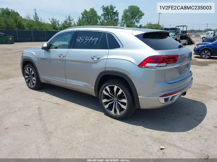 2021 Volkswagen Atlas Cross Sport 3.6L V6 Sel Premium R-Line VIN: 1V2FE2CA8MC235003 Lot: 42513449