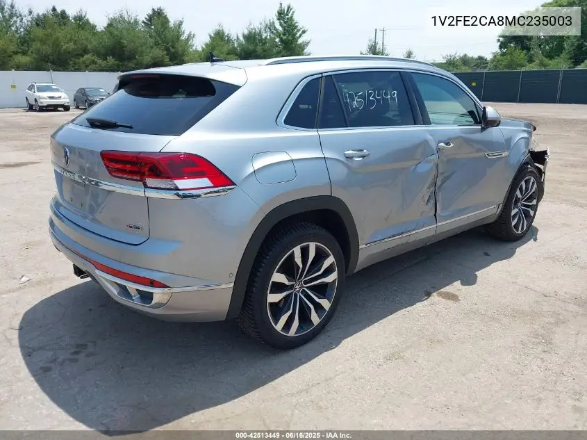 2021 Volkswagen Atlas Cross Sport 3.6L V6 Sel Premium R-Line VIN: 1V2FE2CA8MC235003 Lot: 42513449