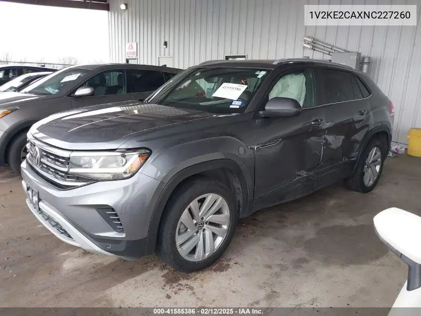 2022 Volkswagen Atlas Cross Sport 3.6L V6 Se W/Technology VIN: 1V2KE2CAXNC227260 Lot: 41555386