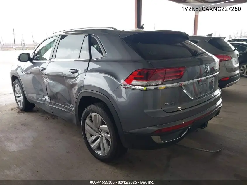 2022 Volkswagen Atlas Cross Sport 3.6L V6 Se W/Technology VIN: 1V2KE2CAXNC227260 Lot: 41555386