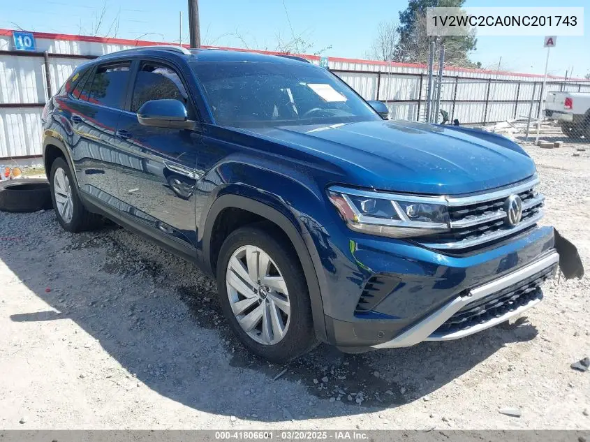 2022 Volkswagen Atlas Cross Sport 2.0T Se W/Technology VIN: 1V2WC2CA0NC201743 Lot: 41806601