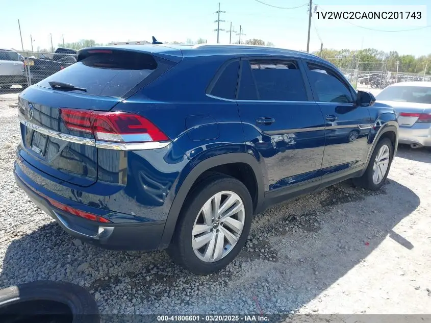 2022 Volkswagen Atlas Cross Sport 2.0T Se W/Technology VIN: 1V2WC2CA0NC201743 Lot: 41806601