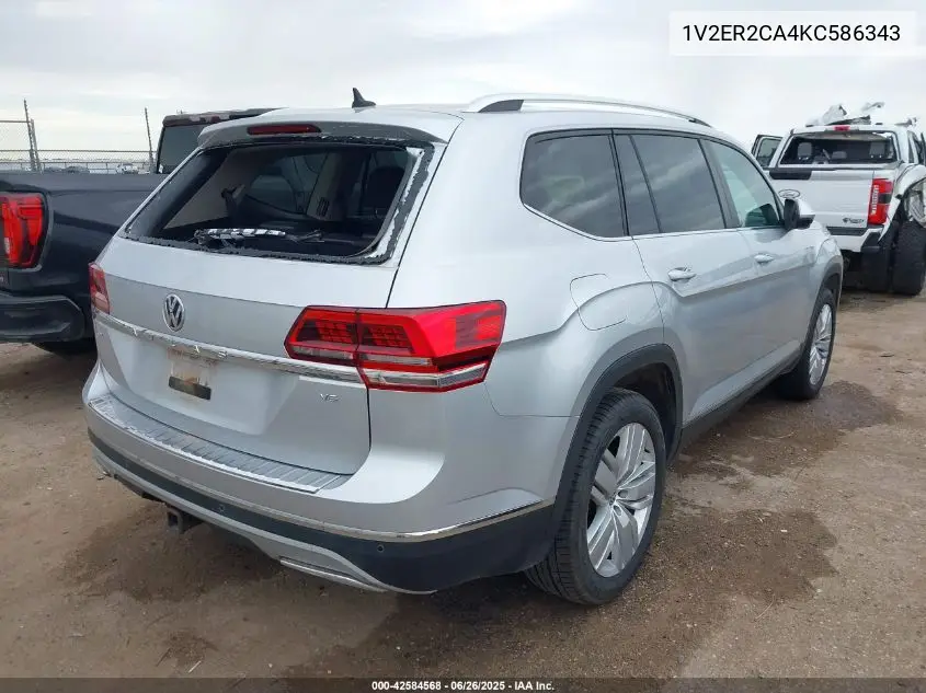 2019 Volkswagen Atlas 3.6L V6 Sel VIN: 1V2ER2CA4KC586343 Lot: 42584568