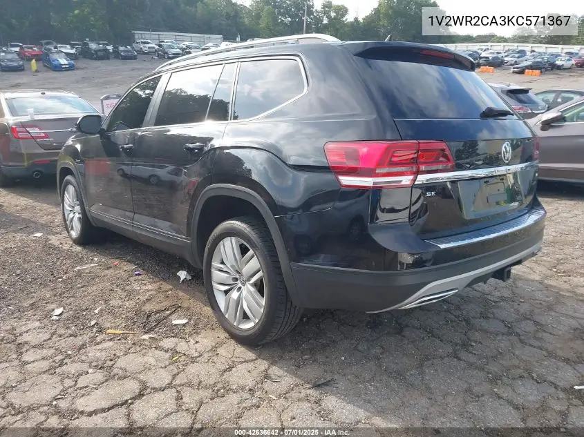 2019 Volkswagen Atlas 3.6L V6 Se W/Technology VIN: 1V2WR2CA3KC571367 Lot: 42636642